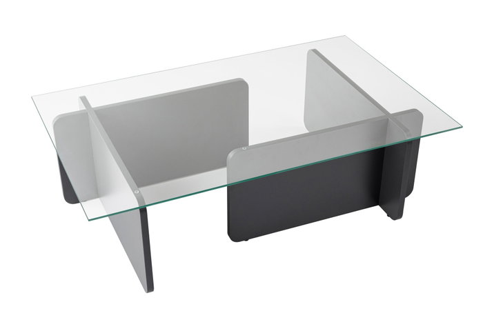 Nordure Mesa de Centro Flavio Antracita Cristal Templado Melamina 105x65x30cm